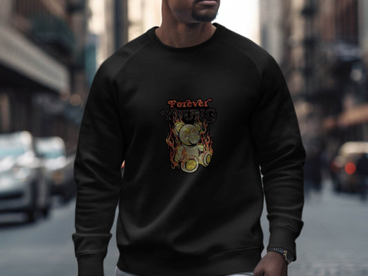 Forever Young on Fire Graphic Novelty Art Design Sweater - Design & Vybe