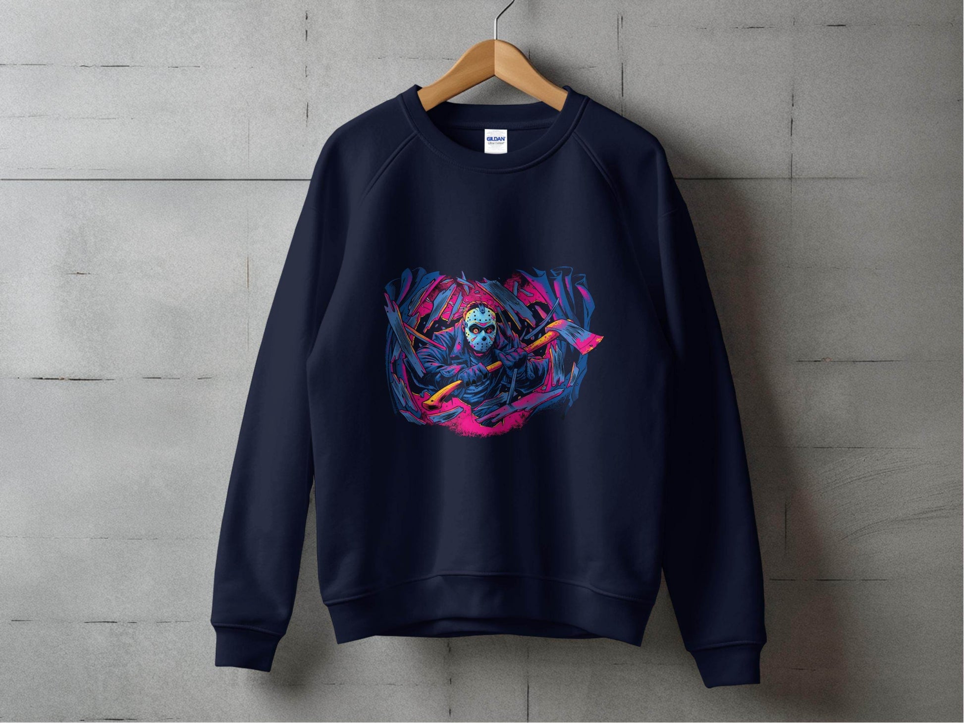 Masked Horror with Axes Abstract Graphics Cool Sweater - Design & Vybe
