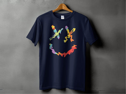 Unique Abstract Dead Smile Colorful Graphic Design Artwork T-shirt - Design & Vybe