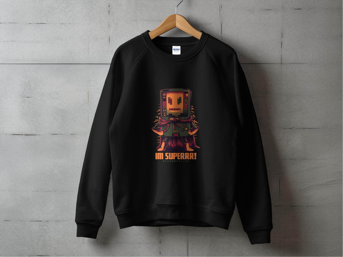 Retro Game Robot I'm Superrr Design Awesome Hoodie - Design & Vybe