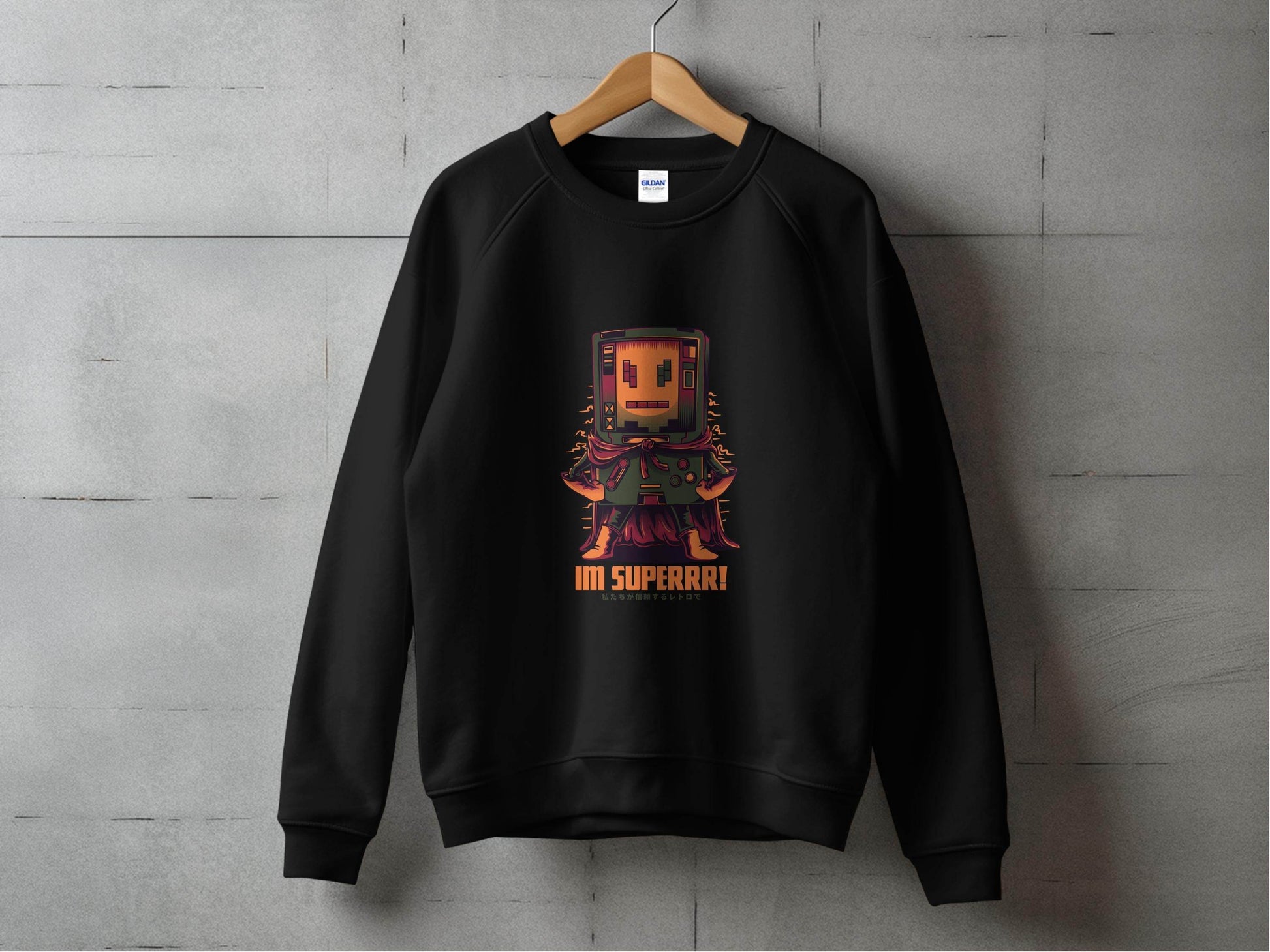 Retro Game Robot I'm Superrr Design Awesome Hoodie - Design & Vybe