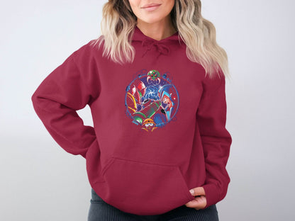 Metroid Meets Mega Man Character Design in Space Hoodie - Design & Vybe