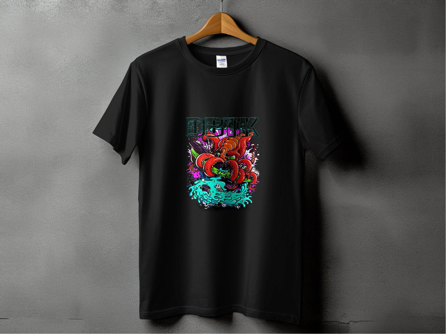 DBTK Octopus Rising with Splashes Graphic Print T-Shirt - Design & Vybe