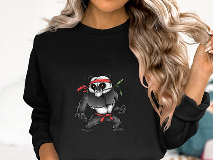 Fierce Martial Arts Panda Printed Sweater - Design & Vybe