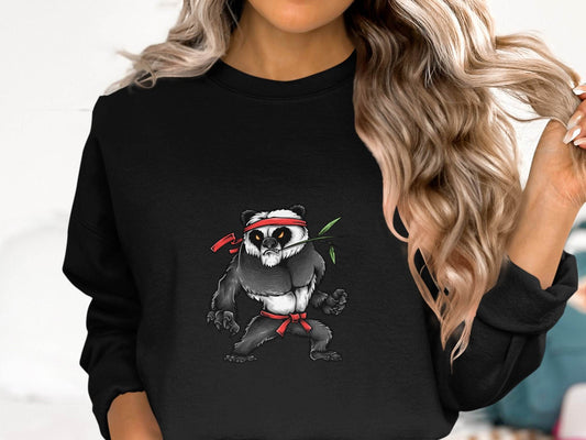 Fierce Martial Arts Panda Printed Sweater - Design & Vybe