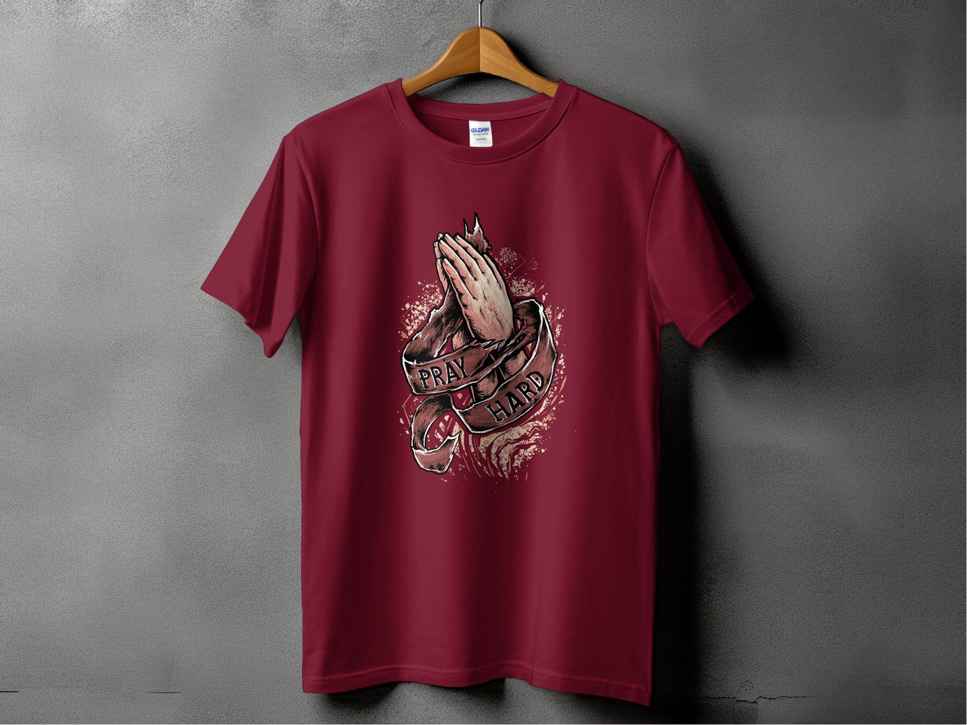 Inspiring Pray Hard Design Prayer Graphic T-Shirt - Design & Vybe