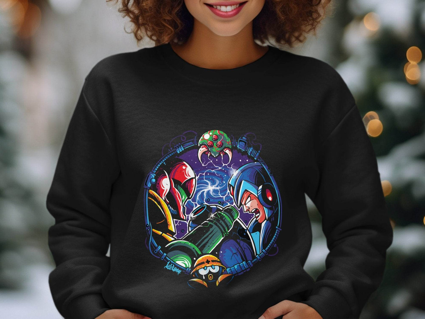 Metroid Meets Mega Man Character Design in Space Sweater - Design & Vybe