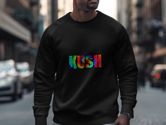 Kush Tie Dye Text Stylish Graphics Sweater - Design & Vybe