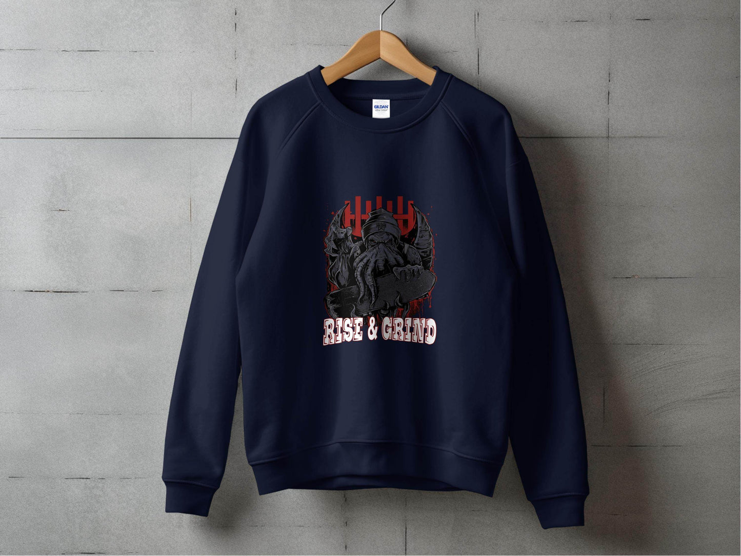 Rise and Grind Skater Monster Graphic Novelty Sweater - Design & Vybe