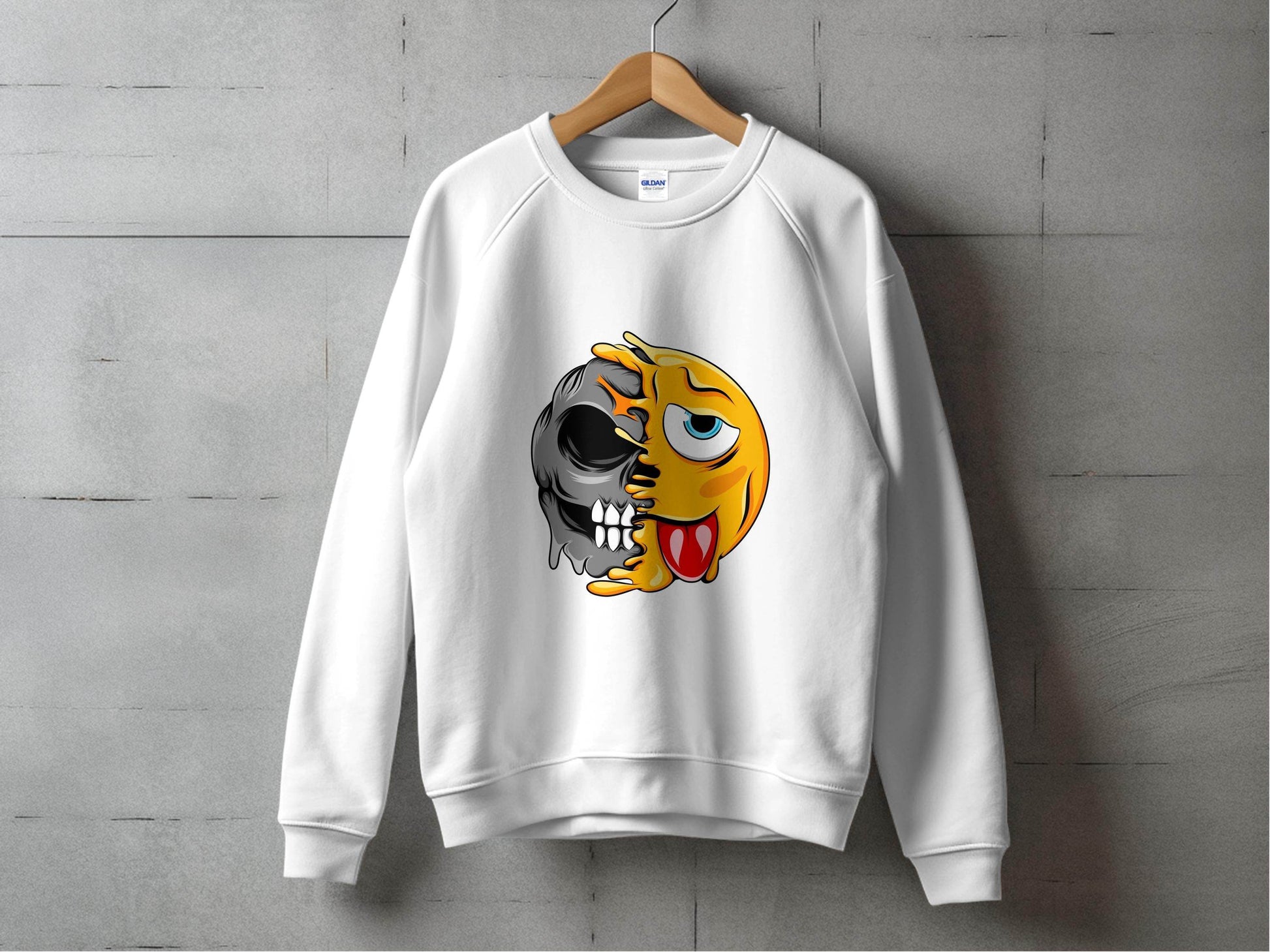Edgy Skull and Funny Face Duality Creative Smiley Sweater - Design & Vybe
