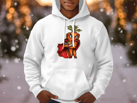 Superhero Carrot Character Graphic Hoodie - Design & Vybe