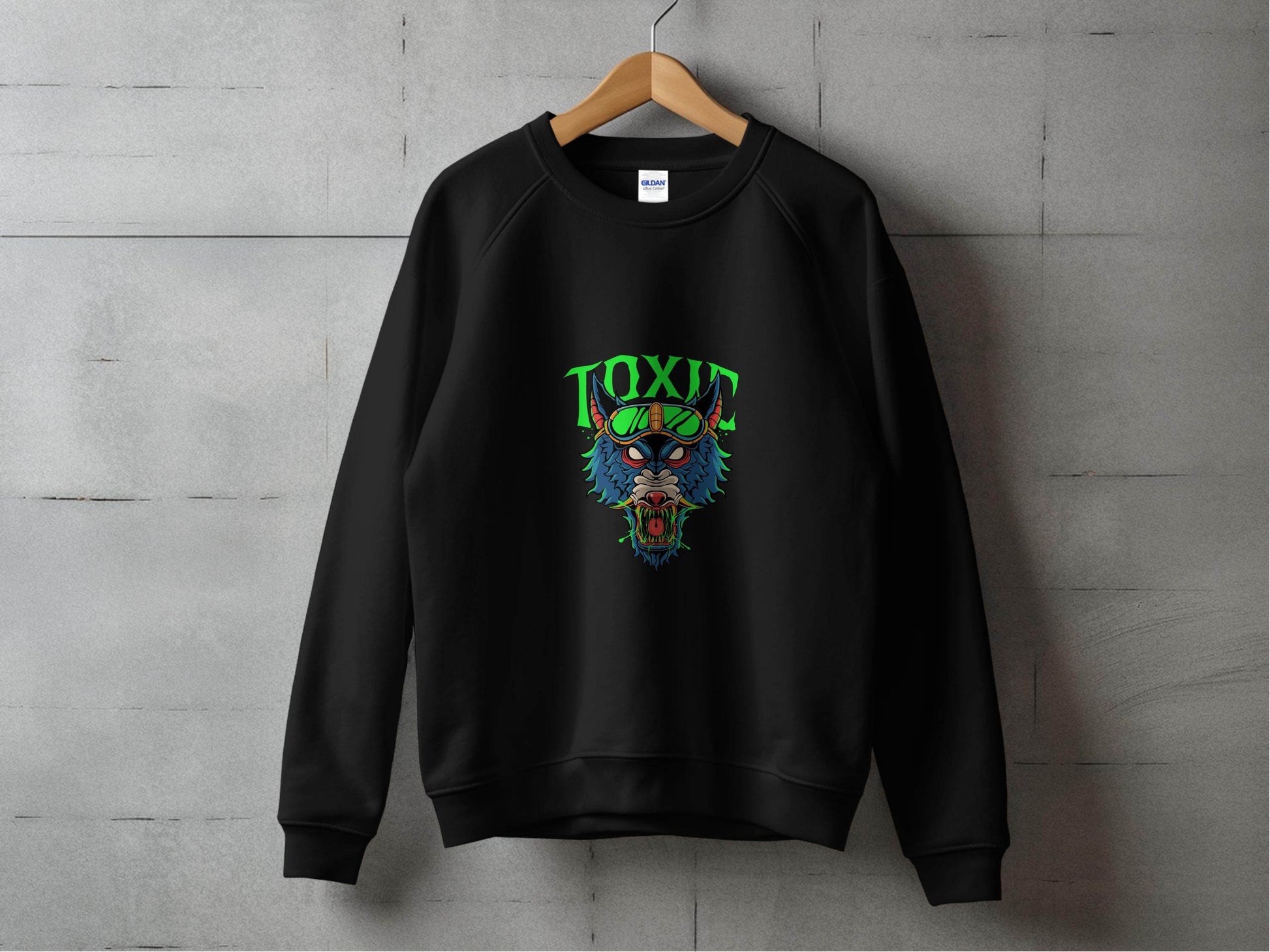 Toxic Wolf Artistic Graphic with Goggles Cool Sweater - Design & Vybe
