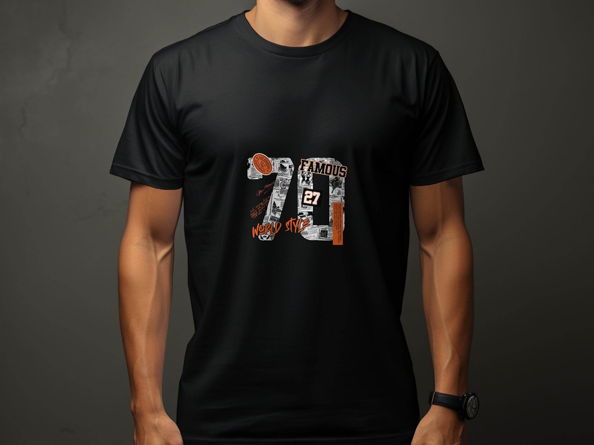 Retro Newspaper Famous 70 World Style Number 27 T-Shirt - Design & Vybe