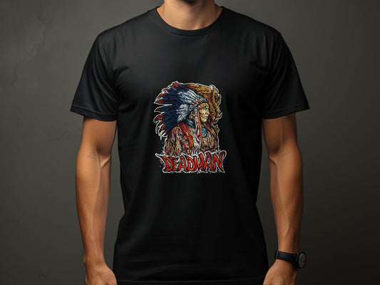 Deadman Portrait with Native American Headdress T-Shirt - Design & Vybe