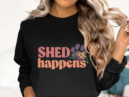 Shed Happens Dog Paw with Flowers Funny Dog Lover Sweater - Design & Vybe