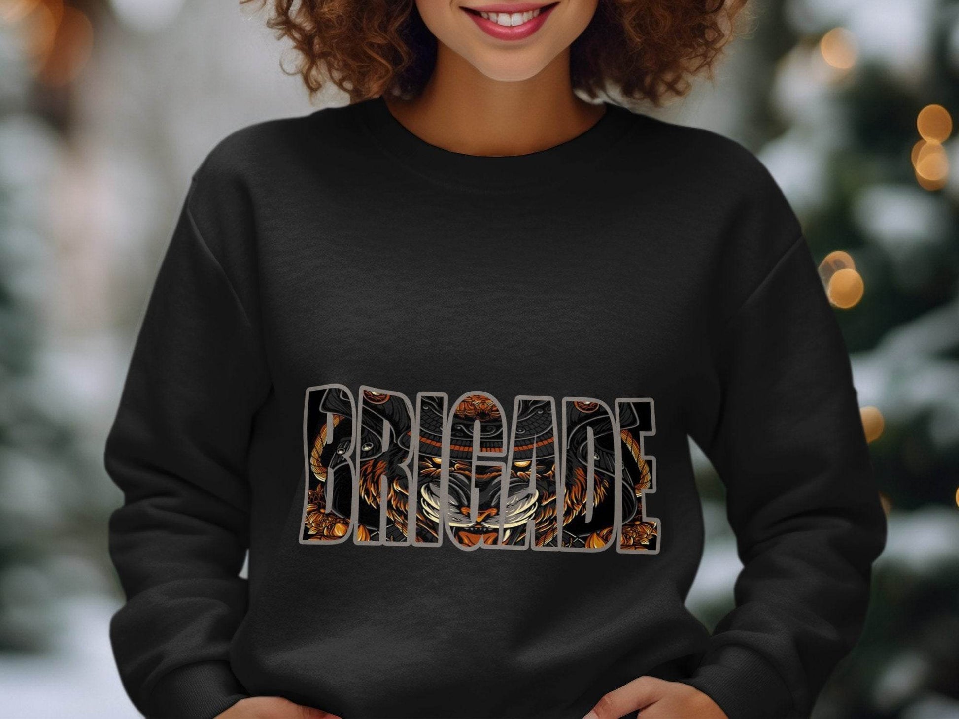 Brigade with Tiger Samurai Illustration Graphic Sweater - Design & Vybe