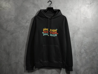 Dog Mom Retro Style with Flowers and Paw Prints Hoodie - Design & Vybe