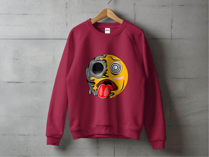 Melting Face with Swirling Eyes Smiley Graphic Sweater - Design & Vybe
