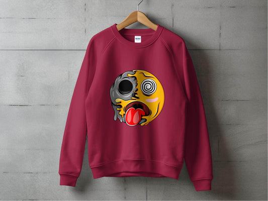 Melting Face with Swirling Eyes Smiley Graphic Sweater - Design & Vybe