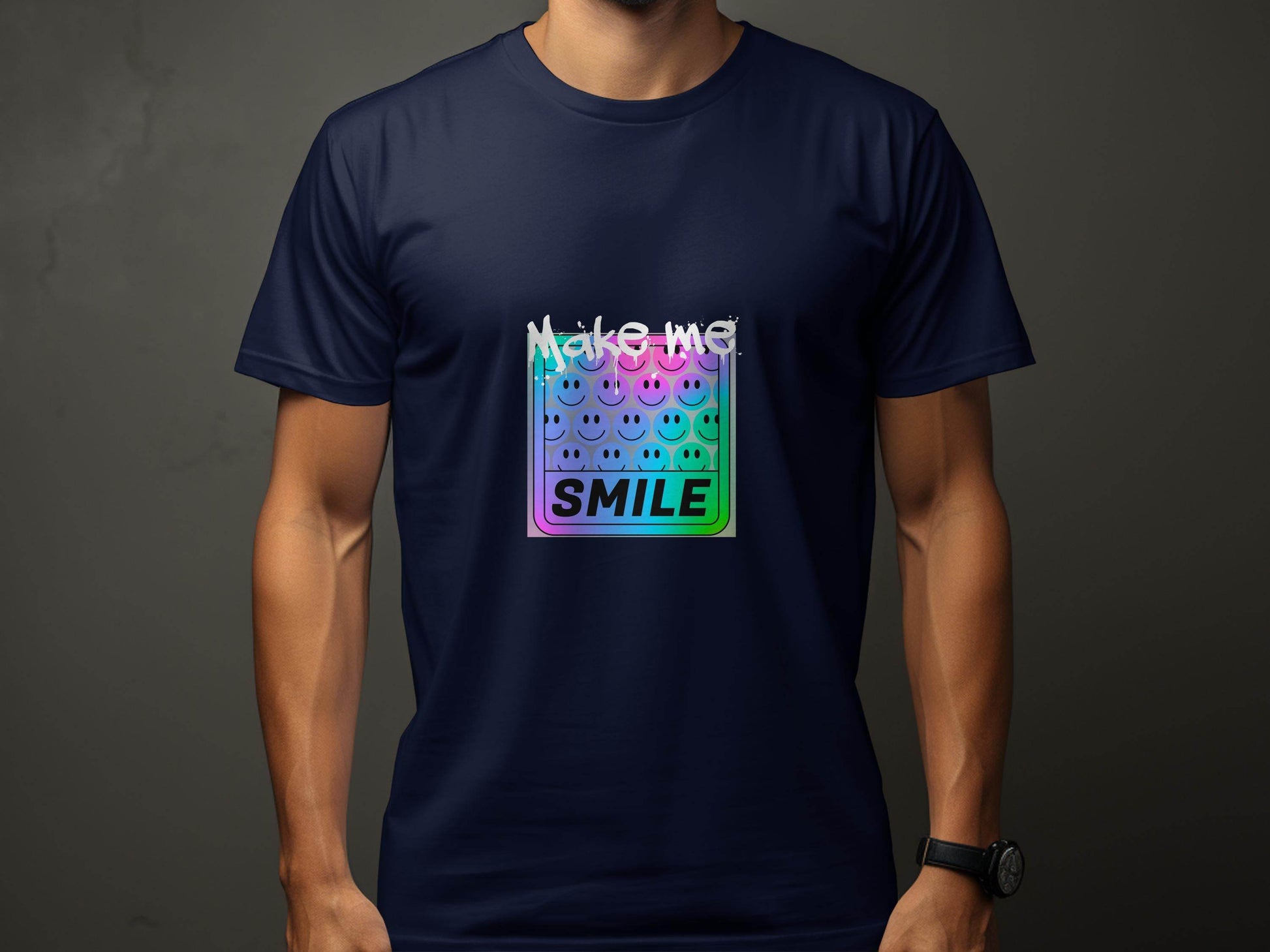 Make Me Smile Rainbow Gradient Design Graphic T-Shirt - Design & Vybe