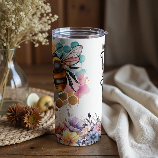 Honeybee and Flowers Themed Insulated Tumbler product