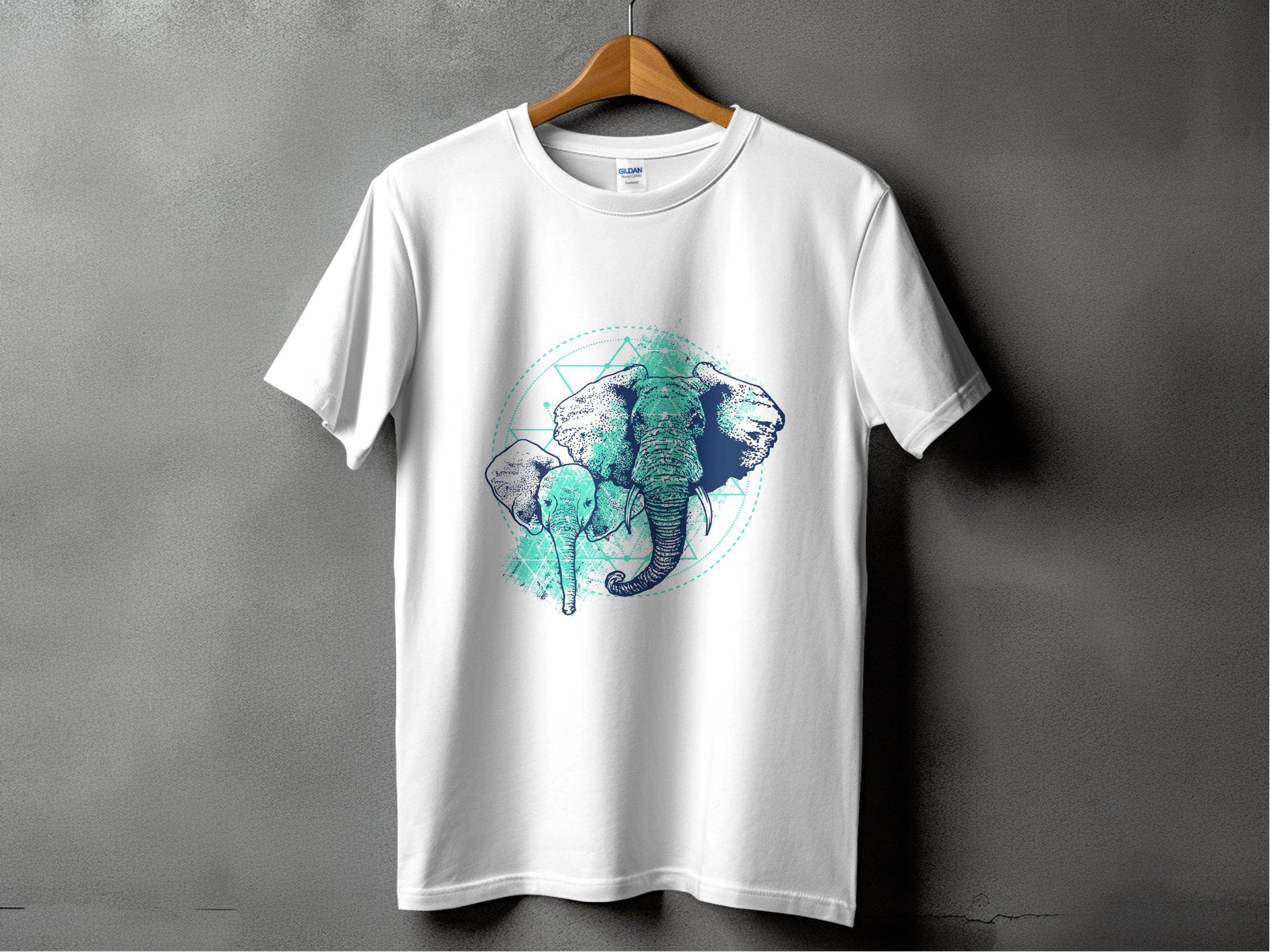 Stunning Elephant Graphic Blue Nature Design T-Shirt - Design & Vybe