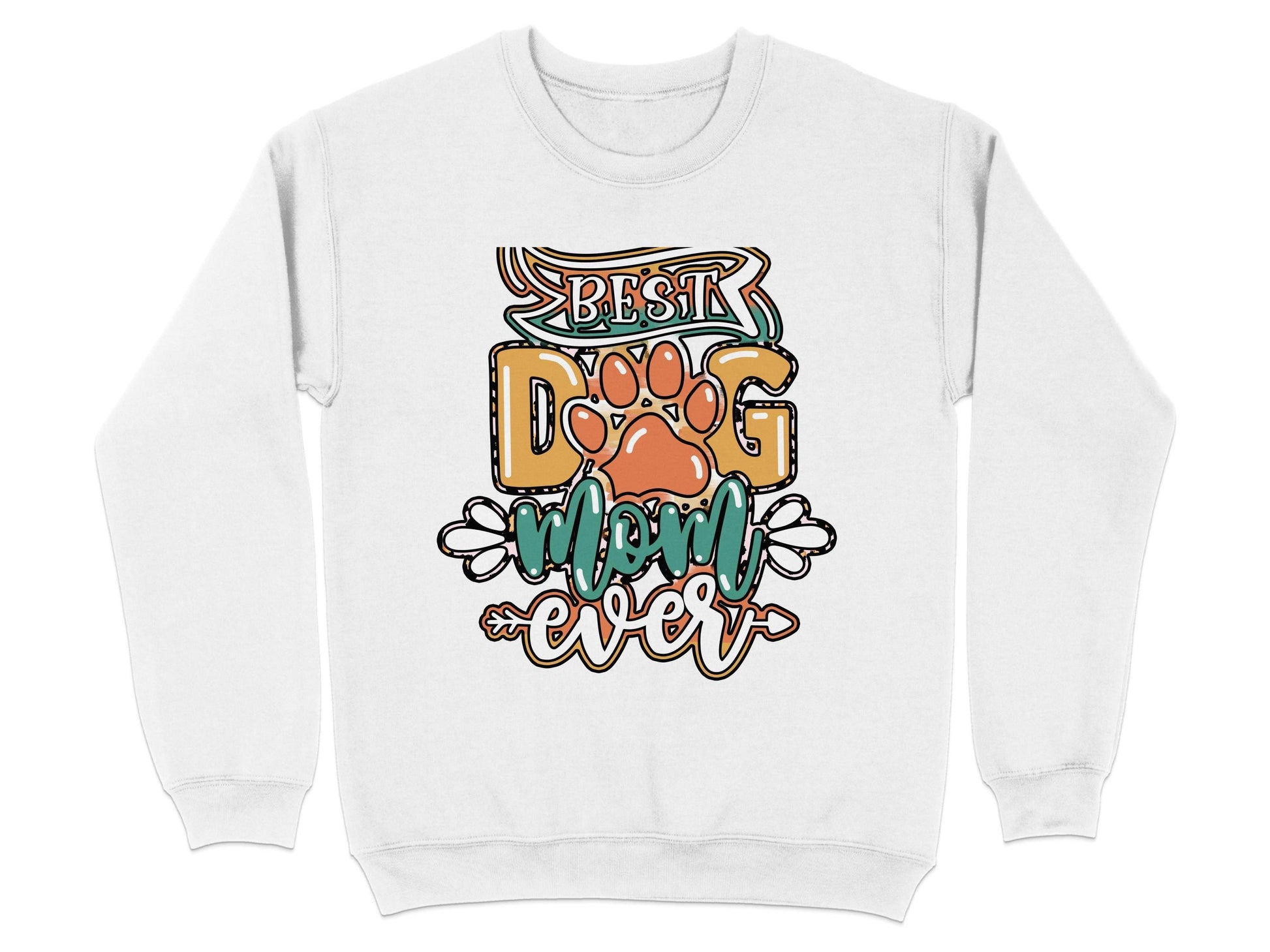 Best Dog Mom Ever Pet Paw Print Design Graphic Sweater - Design & Vybe