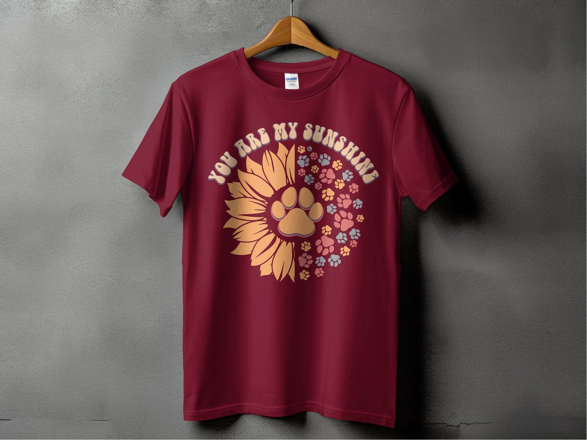 You Are My Sunshine Sunflower Paw Pattern Graphic T-Shirt - Design & Vybe