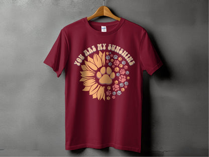 You Are My Sunshine Sunflower Paw Pattern Graphic T-Shirt - Design & Vybe