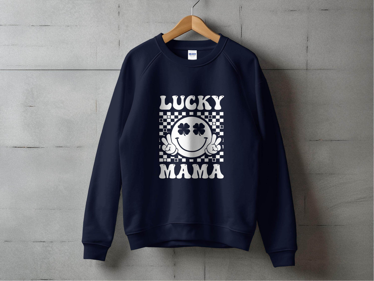 Lucky Mama St Patricks Day Design Smiley Face Sweater - Design & Vybe