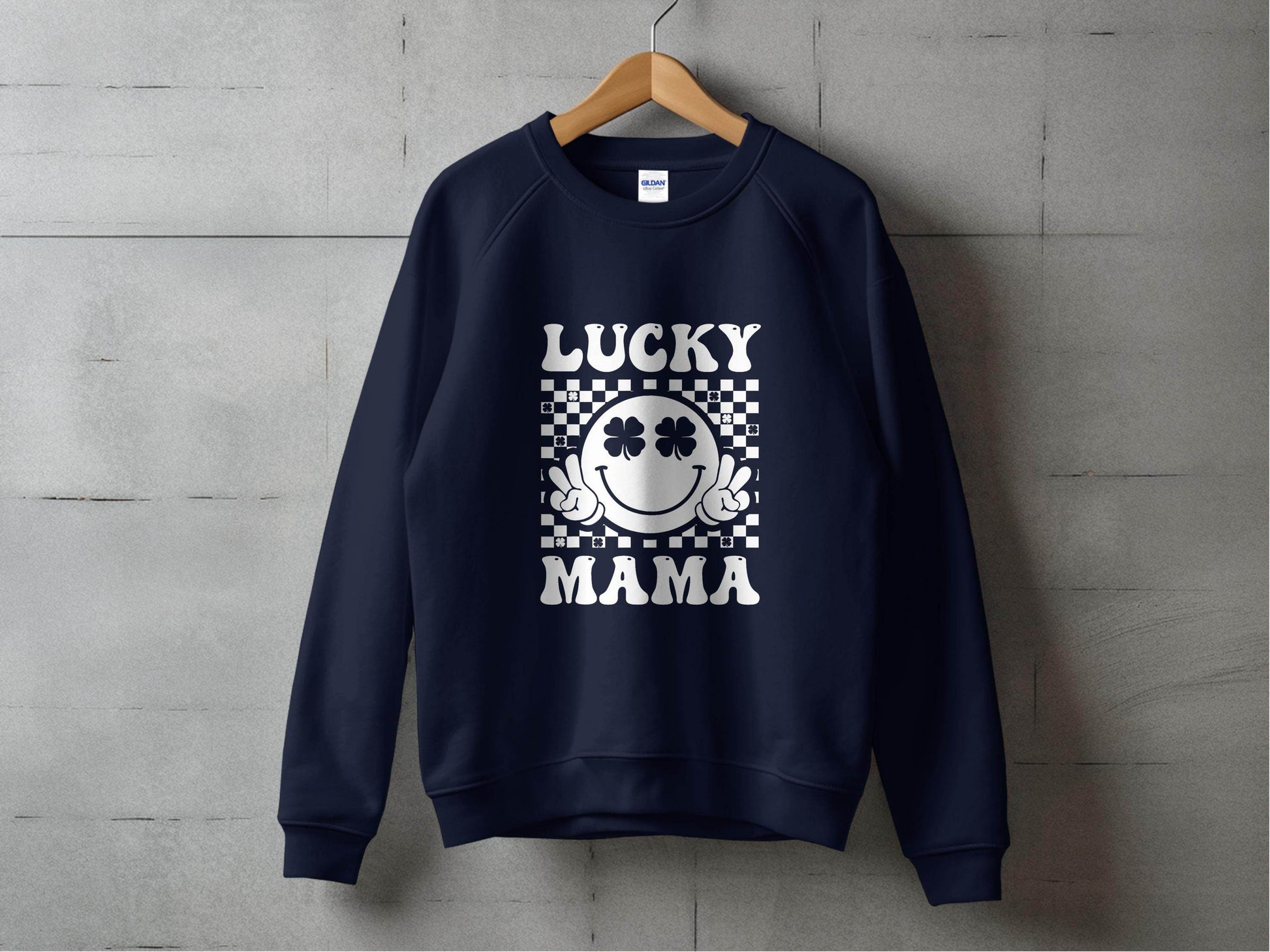 Lucky Mama St Patricks Day Design Smiley Face Sweater - Design & Vybe
