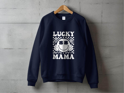 Lucky Mama St Patricks Day Design Smiley Face Sweater - Design & Vybe