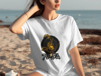 Golden Koi Fish Mandala Japanese Freedom Graphic T-Shirt - Design & Vybe