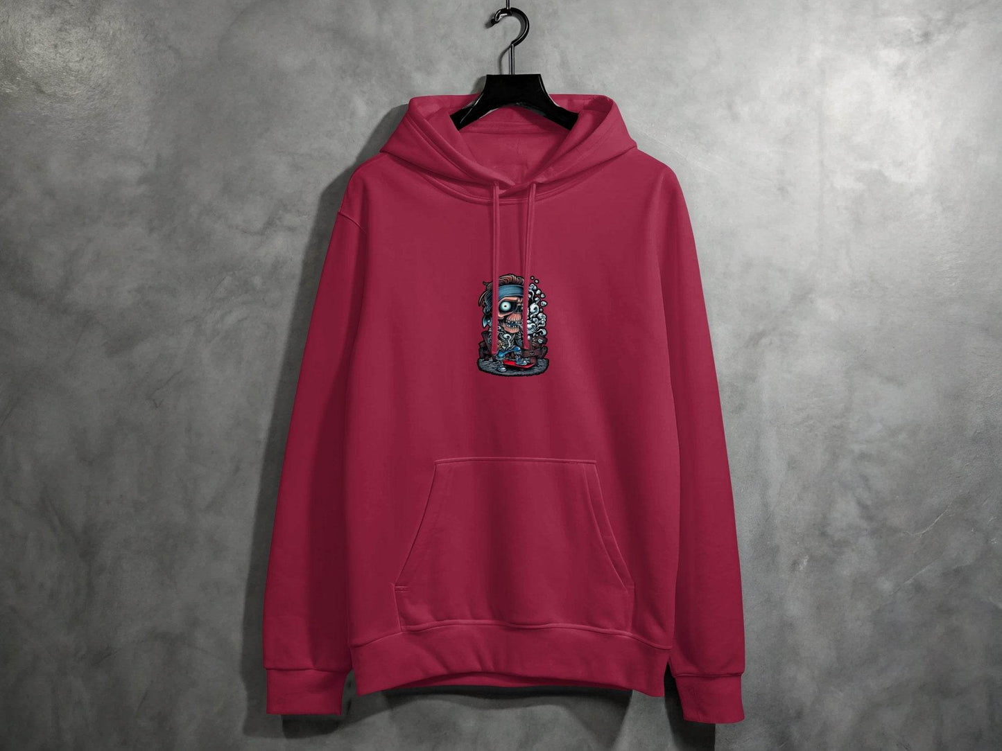 Skull On Skateboard Smoking Cartoon Art Illustration Hoodie - Design & Vybe