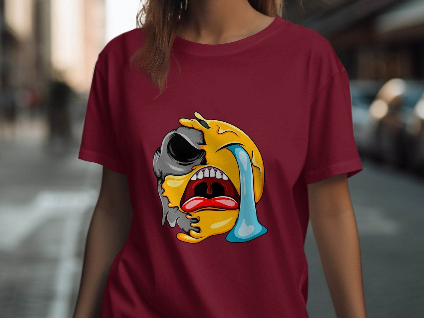 Melting Emoji Face Smiley Design Graphic T-Shirt - Design & Vybe