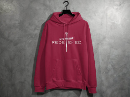 Redeemed Nails Cross Design Christian Faith Graphic Hoodie - Design & Vybe