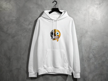Half Skull Half Emoji With Teeth Out Vector Hoodie - Design & Vybe
