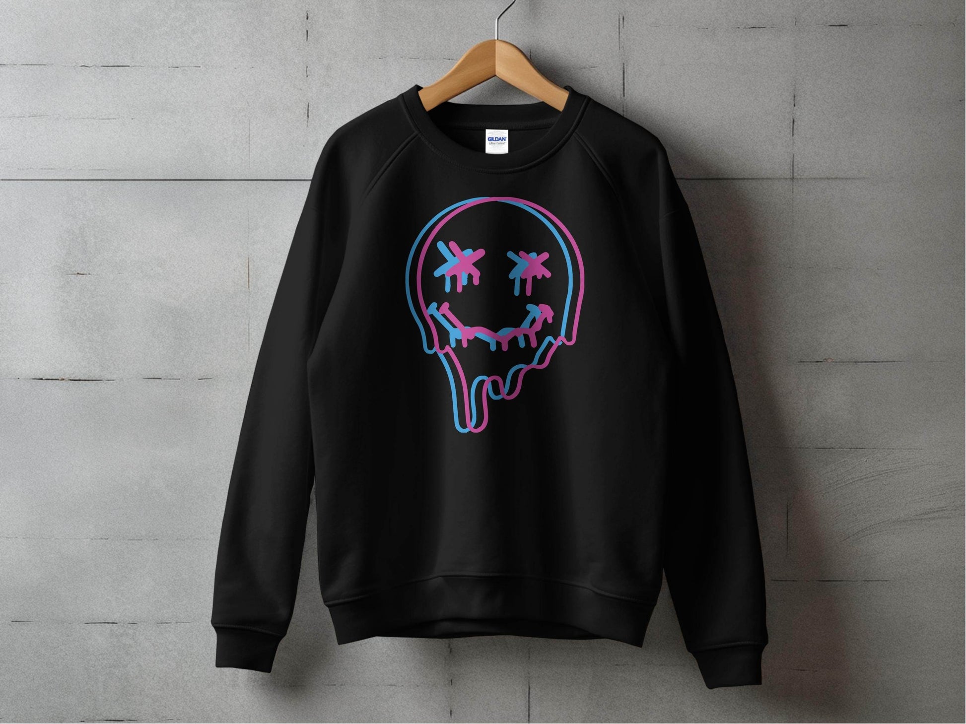 Unique Funny Dripping Smiley Graffiti Dead Face Graphic Sweater - Design & Vybe