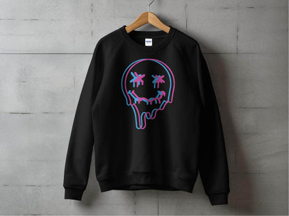 Unique Funny Dripping Smiley Graffiti Dead Face Graphic Sweater - Design & Vybe