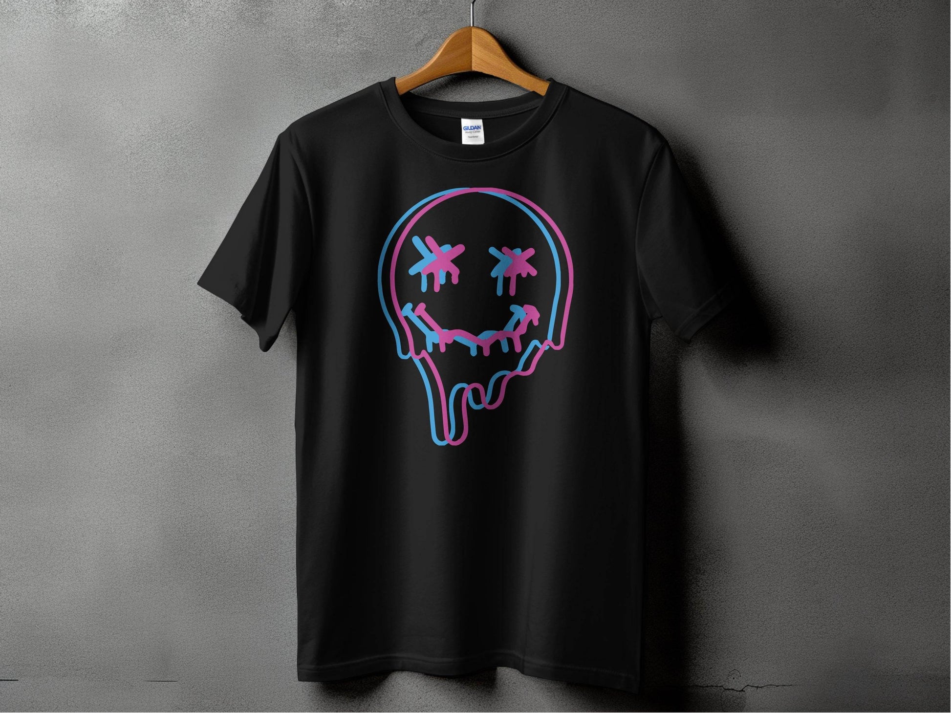Unique Funny Dripping Smiley Graffiti Dead Face Graphic T-shirt - Design & Vybe