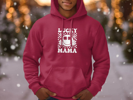 Lucky Mama St Patricks Day Design Smiley Face Hoodie - Design & Vybe
