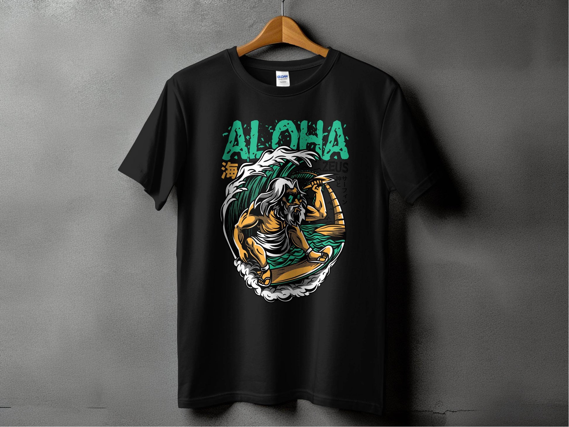 Aloha Zeus God Surf Design Graphic Artistic T-Shirt - Design & Vybe