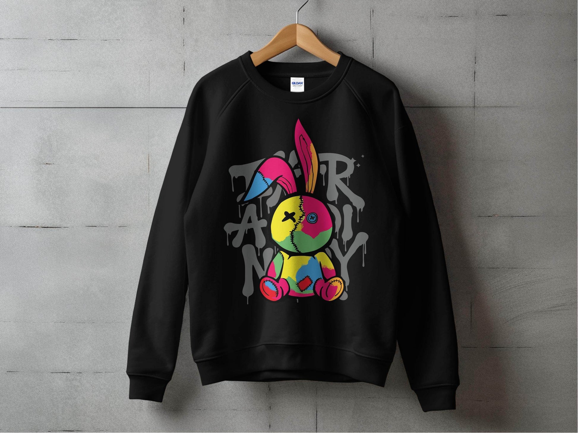 Colorful Bunny Graphic Design Novelty Sweater - Design & Vybe