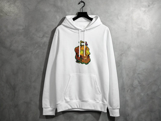 Glowing Eye Spooky Scary Pumpkin Skull Halloween Hoodie - Design & Vybe