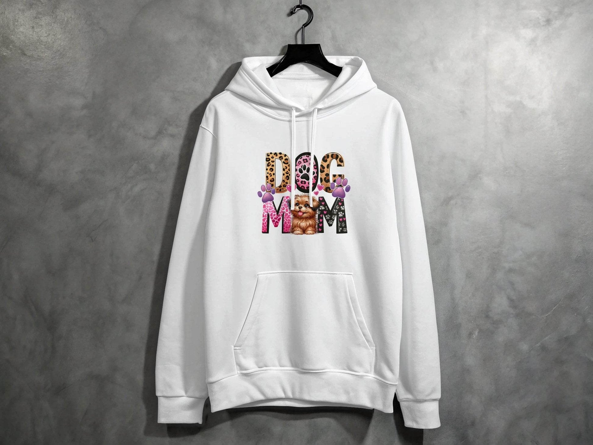 Dog Mom Cute Puppy Hearts Animal Print Design Graphic Hoodie - Design & Vybe