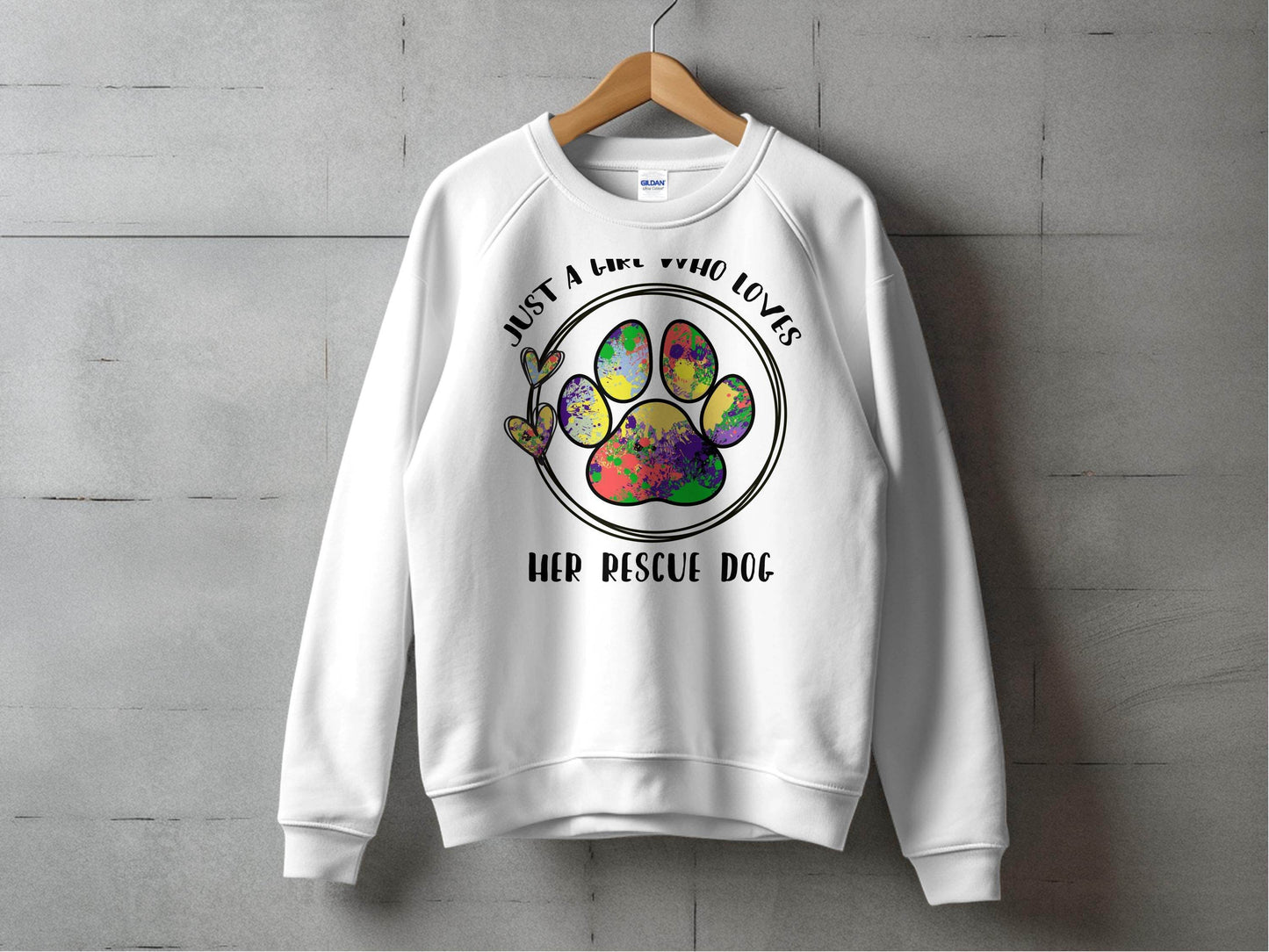 Just a Girl Who Loves Her Rescue Dog Paw Print Sweater - Design & Vybe