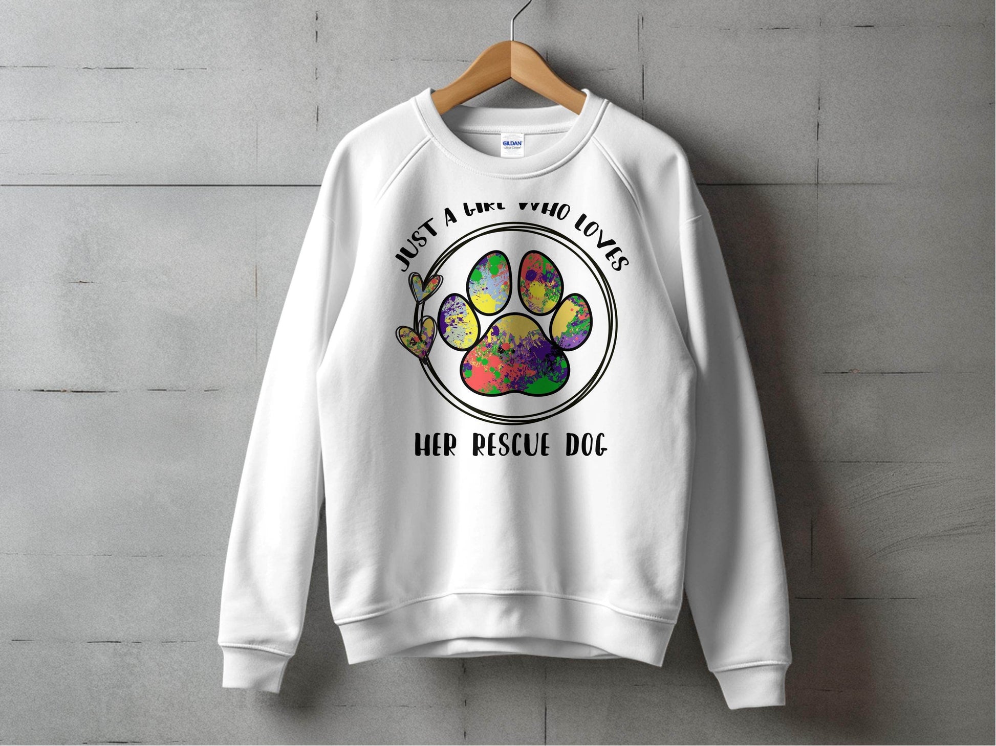 Just a Girl Who Loves Her Rescue Dog Paw Print Sweater - Design & Vybe