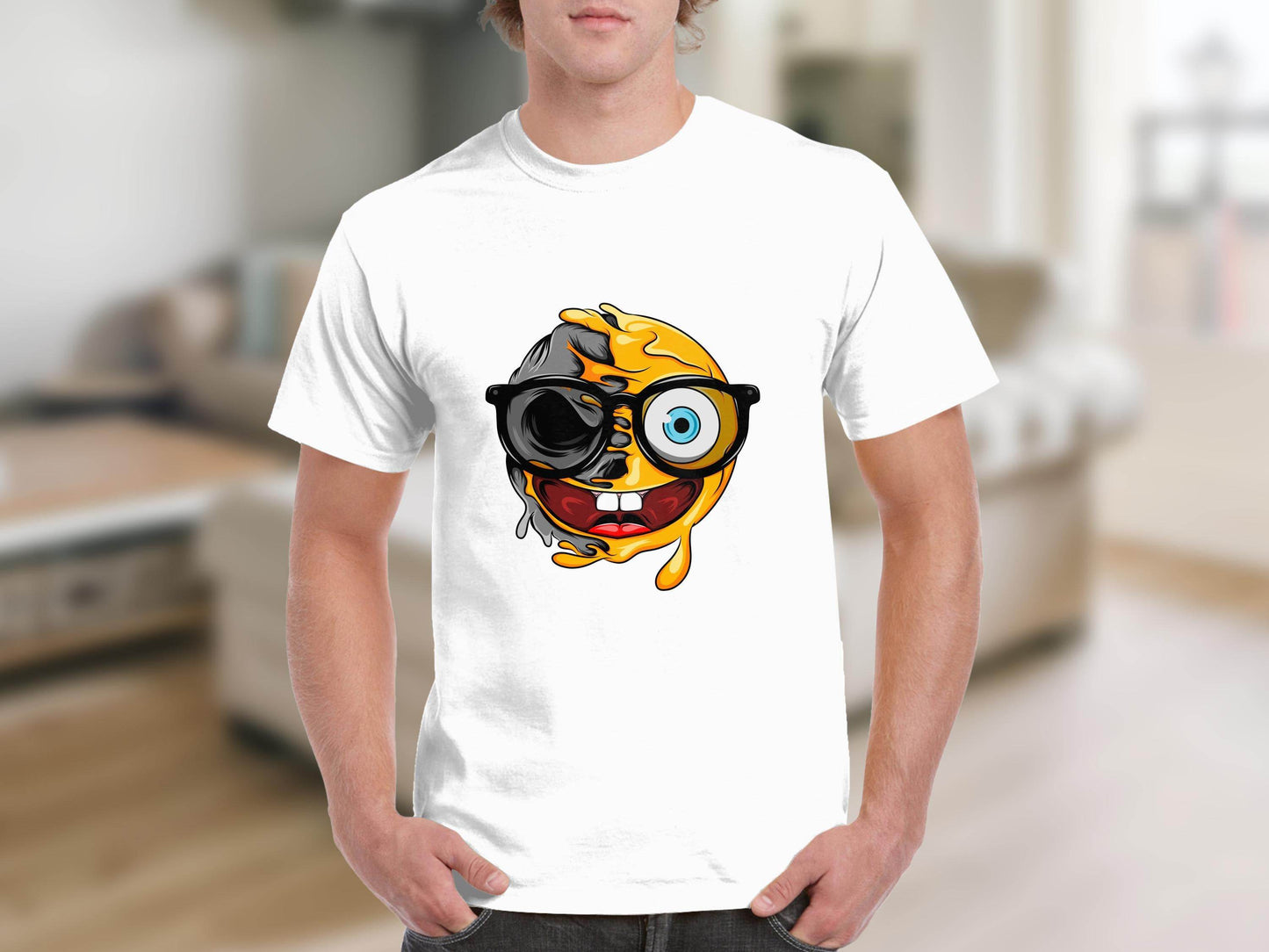 Quirky Smiley Face with Glasses Graphic T-Shirt - Design & Vybe
