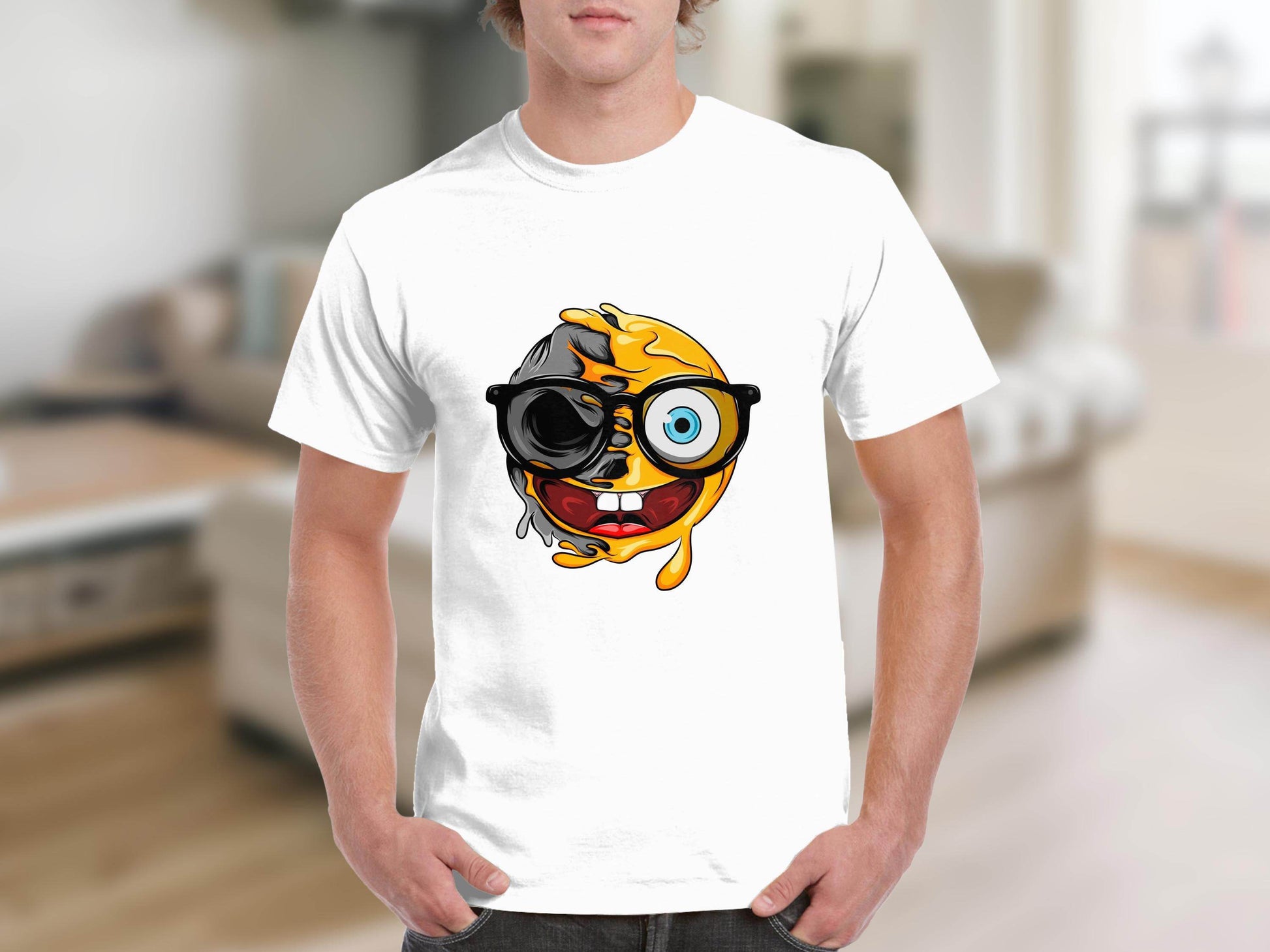 Quirky Smiley Face with Glasses Graphic T-Shirt - Design & Vybe