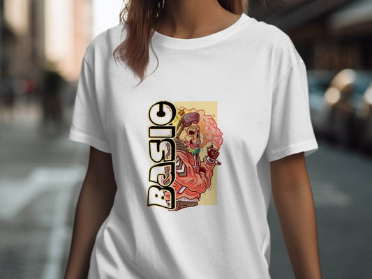 Basic Smoking Skeleton in VR Headset and Crown T-Shirt - Design & Vybe